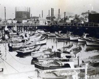 vintage photo 1914 Early View Fish Boats at SAn Francisco Bay Wharf8 X