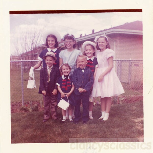 vintage photo 1965 Easter Sunday All the Kids Dressed up in Spring Smiles 57 U