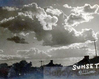 vintage photo 1914 Irwin Iowa Western sunset Over Town Night Sky Forslund 34 G