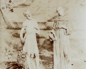 vintage photo 1920s Statues Saint & Sinner Italian