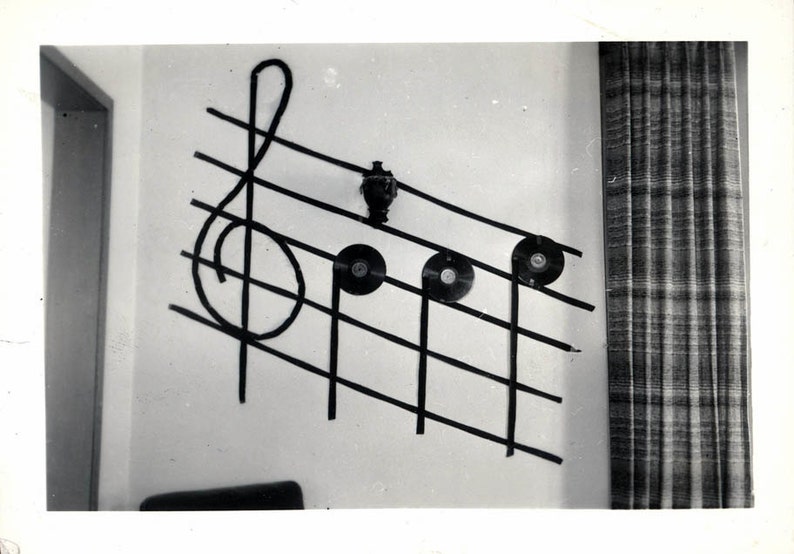 vintage photo Details about Musical Notes Vinyl Records Make Scale G Clef Abstract ART on 1950s wall image 1