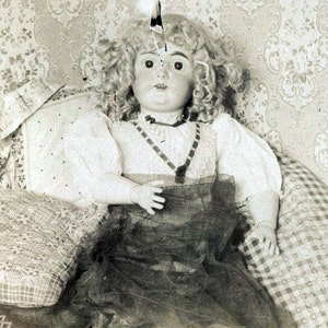 vintage photo Bisque Doll Ball Jointed 1900 Albumen