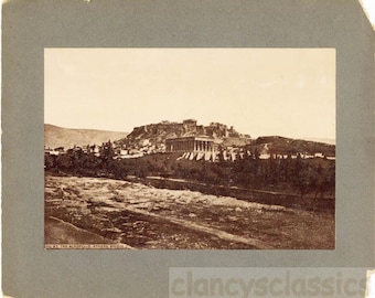 Vintage Foto Vintage 1890er Jahre Athen Griechenland Akropolis Parthenon Albumen Montiert Kabinett Karte