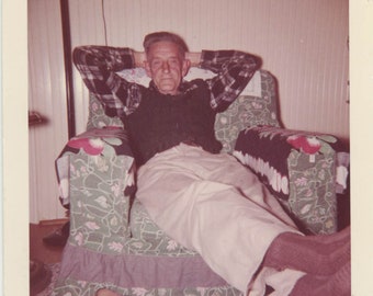 vintage photo 1960 Uncle Mill Living Room Relaxing Fabric Extra Color Snapshot 11 A