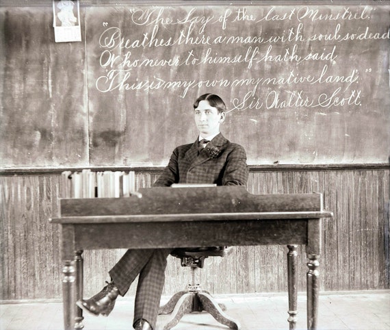 Vintage Photo Victorian Teacher at His Desk Classroom School - Etsy