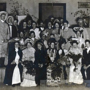vintage photo 1910 Young Men women Costume Western Play on Stage 44 L