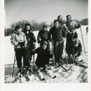 vintage photo 1951 Lalo Family on Skis in Snow Madison Wisconsin 13 T