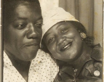 vintage photo '60 African American Couple in Photo Booth 42S