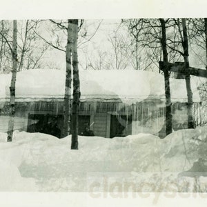 vintage photo 1936 Double Exposure Winter Icycles Snow Scene 18 P