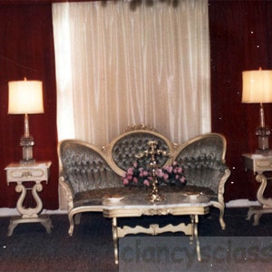 vintage photo 1970 Polaroid Dream Living Room Faux Royalty Blue Couch Like Movie Set 32 A