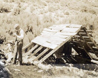 foto vintage '15 USA Family Travels East-West Car Lunch Near Spring in Nevada40 I