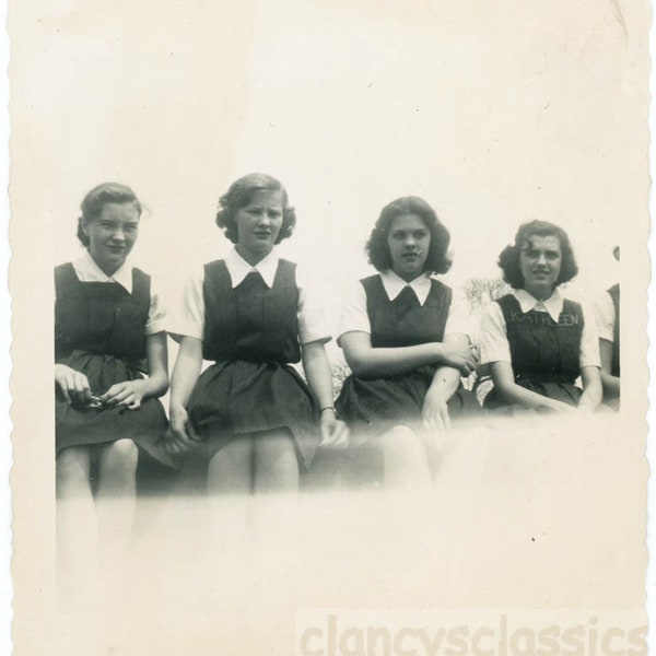 vintage photo 1954 Catholic Girls High School Teenagers in Uniforms 56 D