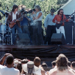 vintage photo 1980s Rod Stewart Band at Music Festival Rock Concert 60 V