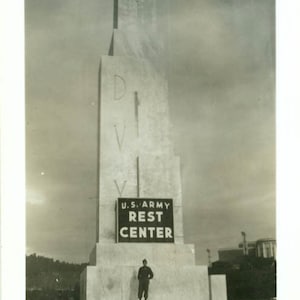 vintage photo 1940s US Army Rest Center Rome Soldier Obelisk DVX Mussolini Forum Italy 49A