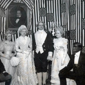 Vintage photo Geo Washington & Wife Black Face Men James Monroe Flags unusual 1897