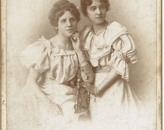 Vintage Foto 1899 Hannover Deutschland Zwei Frauen Viktorianische Mode Heinrich Barten Kabinett Karte New York Jüdische Familie