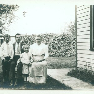 vintage photo postcard Family in the Yard rppc