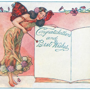 Vintage Fairy Queen Greeting Card Congratulations and Best Wishes