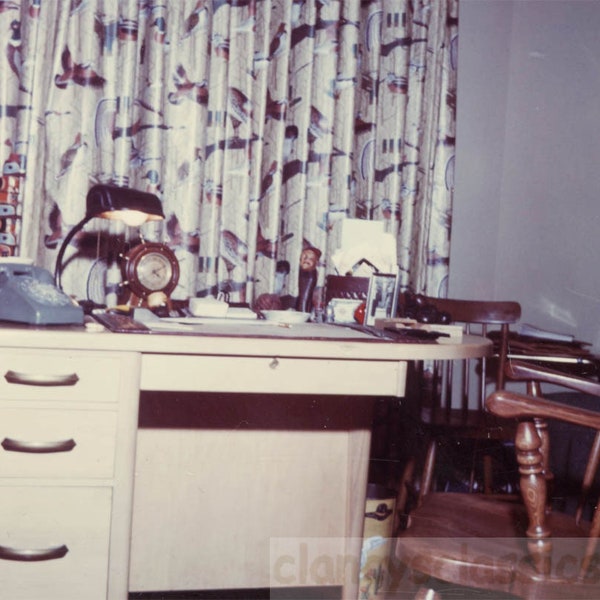 vintage photo 1964 Boys Room Desk Ducks Perfect for Study Plastene Color Snapshot 27 H