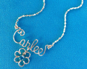 Personalized Gold Name Necklace or Anklet w/Charm & Swarovski Birthstone - Any Name - Custom length chain can fit children or even babies :)