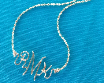 Gold Wire Monogram Necklace, Bracelet or Anklet-Personalized Name Jewelry-Any Letters/Initials-Custom Made-Baby Bracelet~Initial Jewelry