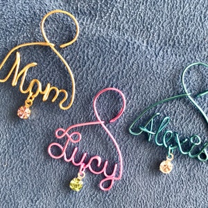 Custom Wine Glass Charm~Personalized~Any Name~Colored Copper Wire~23 Fun Colors~Swarovski Birthstones~Bride, Bridesmaid, or Wedding Gift