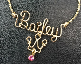 Personalized Princess Crown Necklace/Anklet~Silver or Gold~Crown Jewelry~Any Name~Wire Name Jewelry~perfect gift for your little princess :)