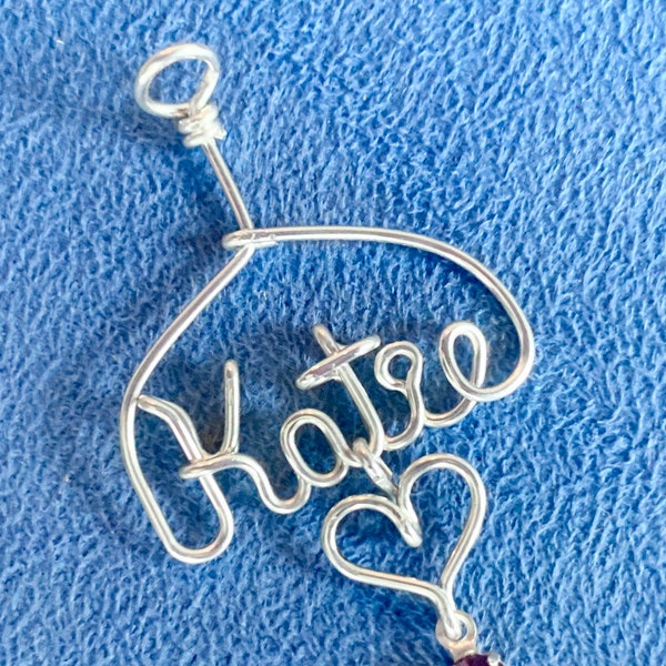 Personalized Belly Charm~Any Name~Custom Body Jewelry~Silver, Gold, or Rose Gold Wire~Heart and Swarovski Birthstone~Handcrafted Gift