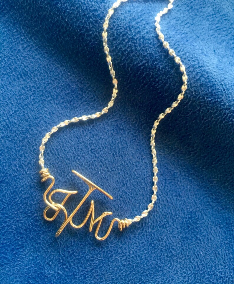 Personalized Monogram Necklace Bracelet or Anklet~2 Tone~Silver and Gold~Initial Jewelry~Custom Monogram Jewelry