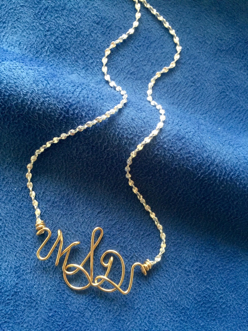 Personalized Monogram Necklace Bracelet or Anklet~2 Tone~Silver and Gold~Initial Jewelry~Custom Monogram Jewelry