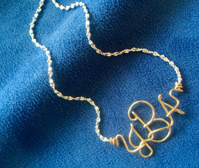 Personalized Monogram Necklace Bracelet or Anklet~2 Tone~Silver and Gold~Initial Jewelry~Custom Monogram Jewelry