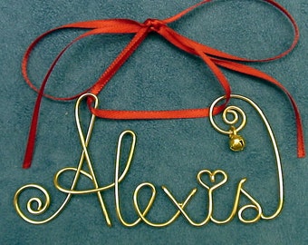 Personalized Gold/Silver Wire Name Christmas/Holiday Ornament/Gift~Any Name~Festive Keepsake Gift Bag~The Original~Custom made just for you