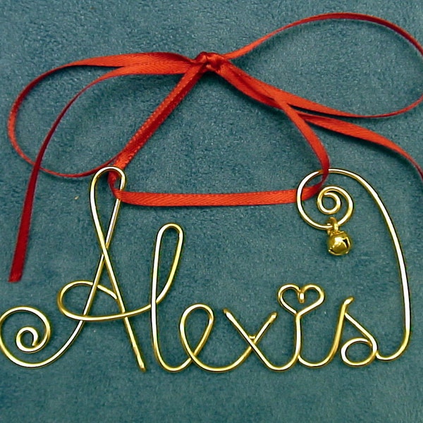 Personalized Gold/Silver Wire Name Christmas/Holiday Ornament/Gift~Any Name~Festive Keepsake Gift Bag~The Original~Custom made just for you