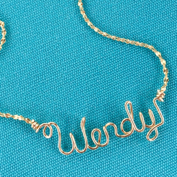 Personalized Jewelry~Gold Wire Name Necklace or Anklet~Heart, Cross, Star or Flower w/Swarovski Birthstone-Any Name~Custom Gift