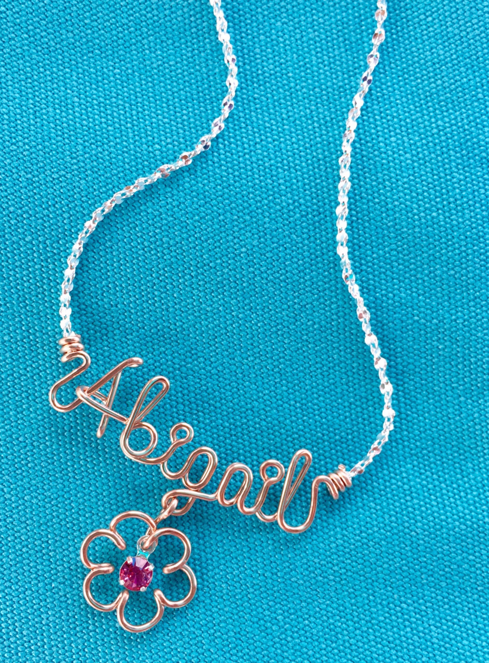 Rose Gold Wire Name Necklace or Anklet2 Tonepink Goldheart Etsy