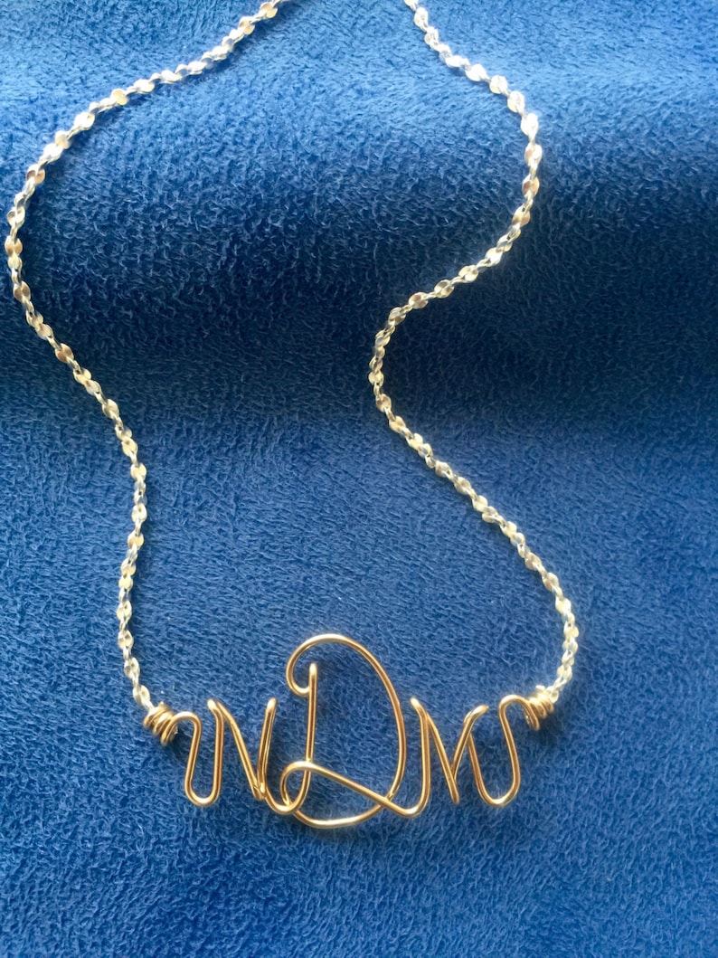 Personalized Monogram Necklace Bracelet or Anklet~2 Tone~Silver and Gold~Initial Jewelry~Custom Monogram Jewelry
