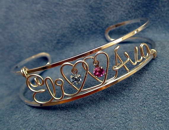 Mother's Bracelet with Names~Personalized Silver or Gold~Mom~Mother~Grandma~Couples~Twin Mom~New Mom~Mommy Bracelet~Hearts~Birthstones~Twins