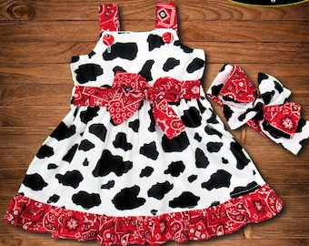 Cow Outfit Baby Girl / Cow Outfit for Girl / Cow Theme Birthday Party / Baby Girl Cow Birthday Dress / Cow Toddler Birthday Dress / Zamakerr