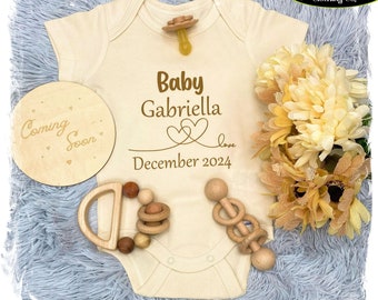 Personalized Announcement Baby Onesies®, Custom Pregnancy Announcement, Custom Baby Onesie®, Pregnancy Reveal, Baby Shower Gift Idea