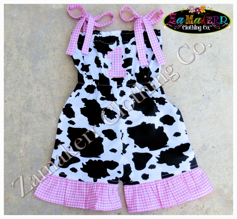 Cow Romper Baby Girl / One Romper Girl / Cow First Birthday Etsy