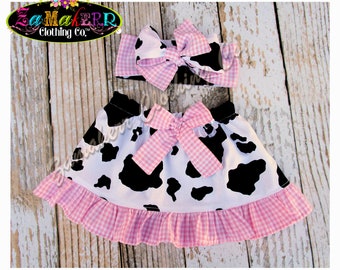 Koe Verjaardag Meisje Rok / Koe Thema Verjaardagsfeest / Koe Outfit Baby Meisje / Koe Outfit voor Peuter Meisje / Cow Cake Smash Outfit / Zamakerr