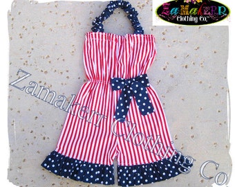 Baby Girl 4th of July Romper / July 4th Toddler Girl Romper / Baby Girl 4th of July Outfit / My 1st Fourth of July Outfit / Patriotic Baby