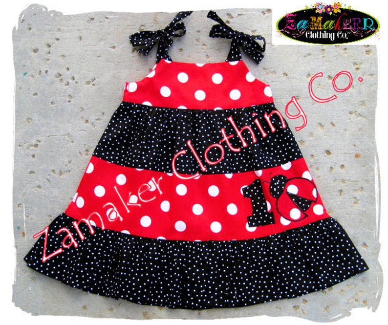 Custom Boutique Girl Lady Bug Dress Infant Toddler Baby Ladybug Birthday Clothing Size 3 6 9 12 18 24 month 2t 3t 3 4 4t 5 6 image 1