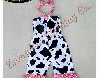 Girl Barnyard Outfit / Girl Cow Romper / Cow Birthday Outfit / Farm Animals Birthday / Cow Romper Baby Girl / Farm Girl Birthday Party