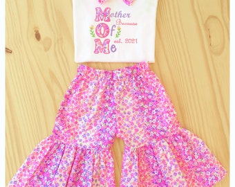 Baby Girl Mothers Day Outfit / My First Mothers Day Gift for New Mom / 1st Mother Day Baby / Mother Day Gift / Bell Bottom Girls / Zamakerr