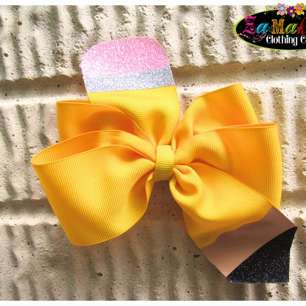 Back to School Hair Bows / Back to School Bows / Pencil Bow / Pencil Hair Bow / Pinwheel Hair Bow / School Hairbow / Kindergarten Bow