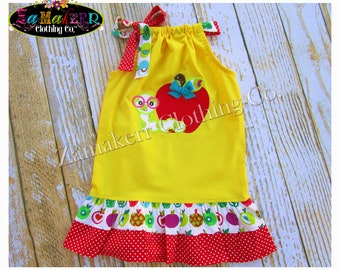 Girl Back to School Dress / First Day of School Outfit / Kindergarten Outfit / Preschool Outfit / PreK Dress / Girl Apple Dress / Cute Dress