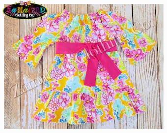 Girl Spring Easter Floral Dress Set Outfit Pink Infant Toddler Birthday Party Flowers Pink 1st Size 3 6 9 12 18 24 month 2t 2 3 4 5 6 7 8 T