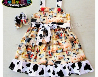 Farm 1st Birthday Girl Dress/ Farm Birthday Party / Farm Girl Birthday / Girl Barnyard Birthday / Barnyard Theme Birthday Party / Zamakerr