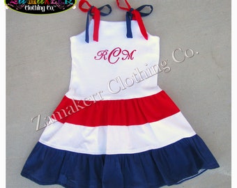 My First 4th of July Outfit / Baby Girl Personalized Dress / Girl Patriotic Dress / July 4th Dress / 4th of July Outfit / Red White Blue